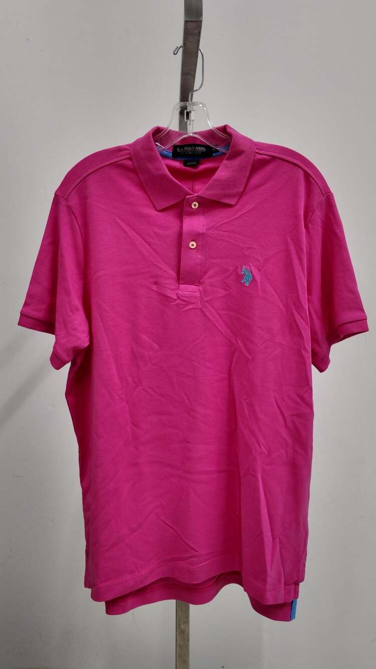 U.S. Polo Assn. Men’s "Luxury Feel" Short Sleeve Polo – Hot Pink (Medium)